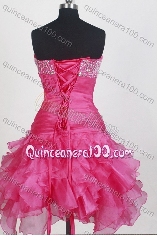 Exquisite Beading and Ruffles Ball Gown Sweetheart Hot Pink Quinceanera Dresses
